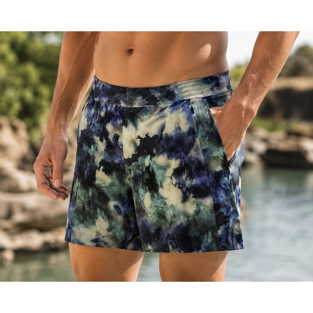 Lululemon‎ Balancer Short 6 Everlux Meteor Wash Print Multi Mens L M7BBXS